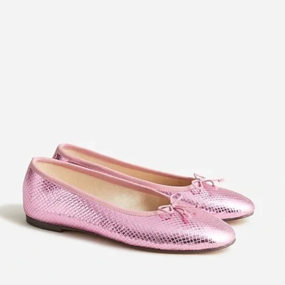 J.Crew Zoe ballet flats in snake-embossed Italian leather